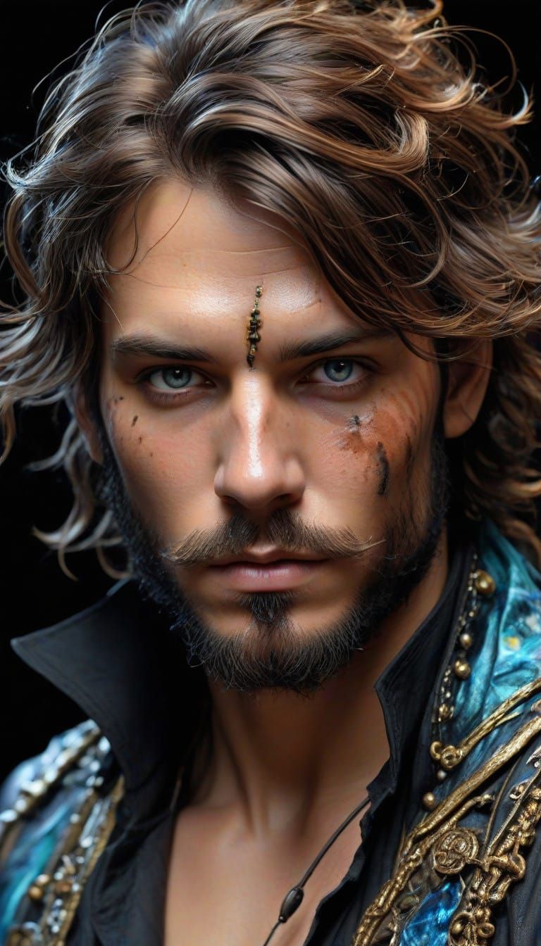 Hyperrealistic Pirate Portrait in Oil Painting Style