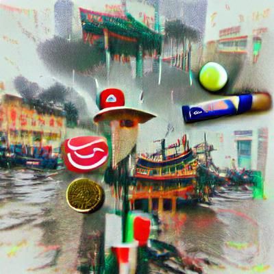 Chinatown Singapore at Night in Watercolor Style