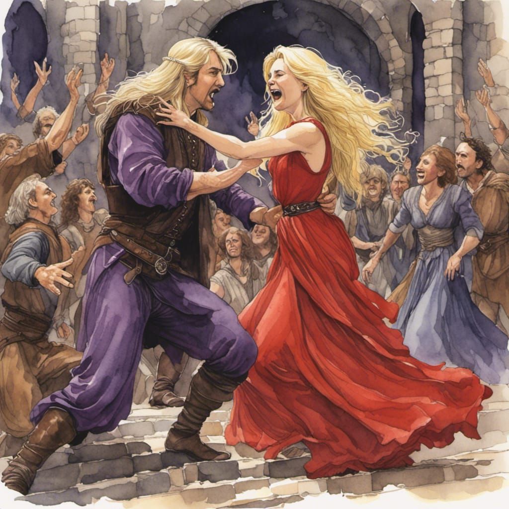 Opera Singer Slaps Meditator in Card Art Style