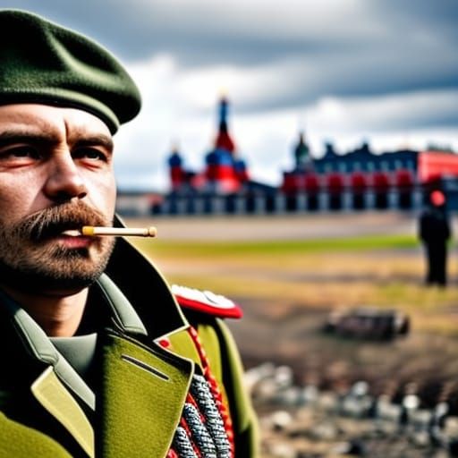 Soldier Smoking During the Russian-Ukrainian War
