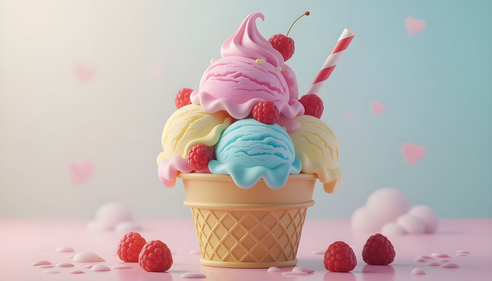Anime Style 3D Art Ice Cream Concept