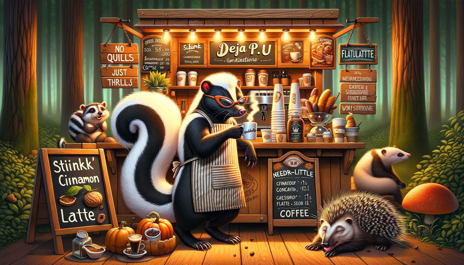 Skunk Barista's Scent-sational Woodland Coffee Cart