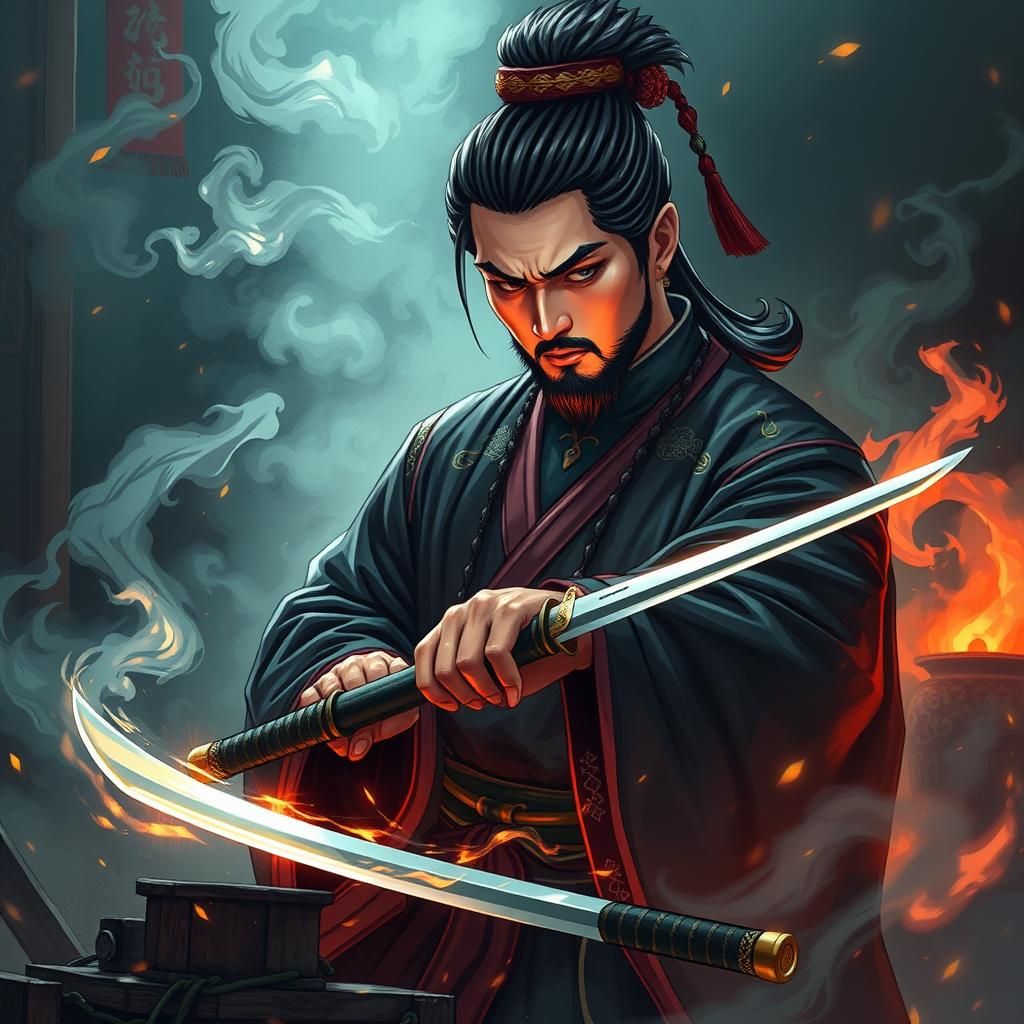 Mystical Blacksmith Forging Qi Steel Swords: Anime Style