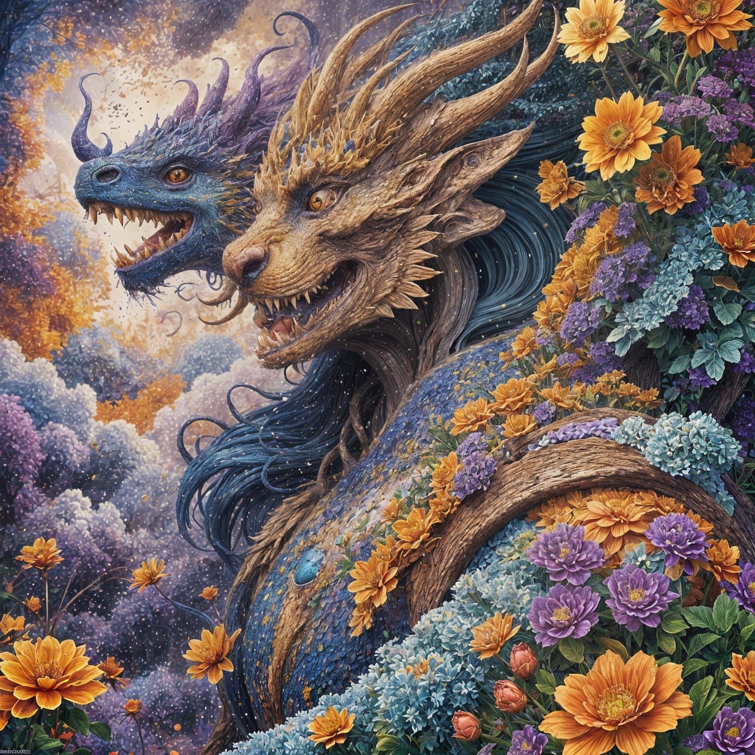 Pointillist Fantasy Art in Detailed Matte Painting