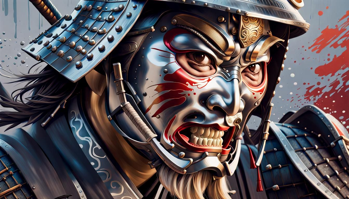 Cinematic Samurai Warriors in Japanese Silkscreen Style