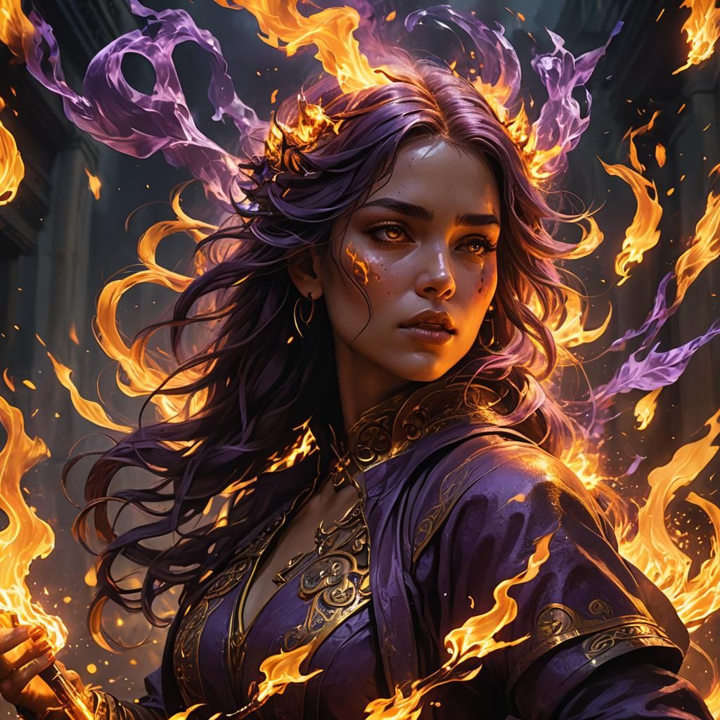 Girl with fire breathing abilities blowing fire out of her mouth