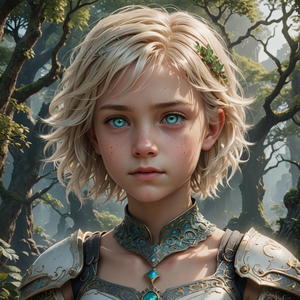 Detailed Matte Painting of a Blond Child in Jersey