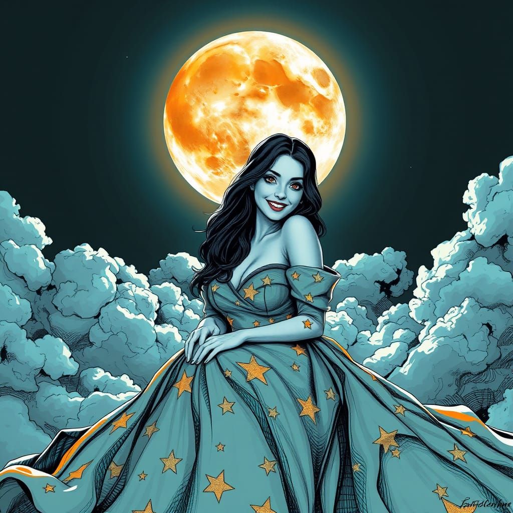 A Celestial Beauty in Moonlit Serenity