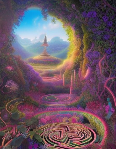 Wizard Maze: Black and White Vector Art