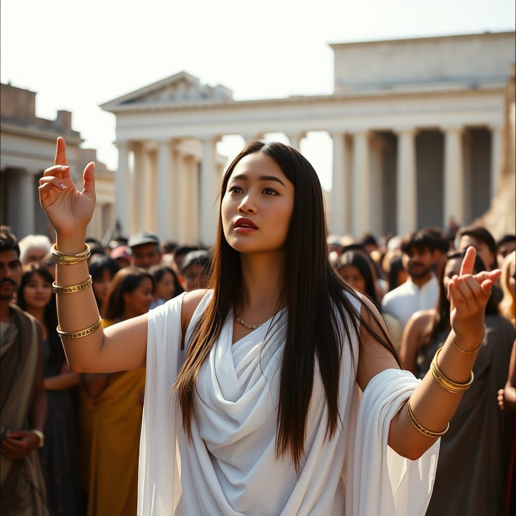 Beautiful Asian Goddess Preaching in Ancient Rome