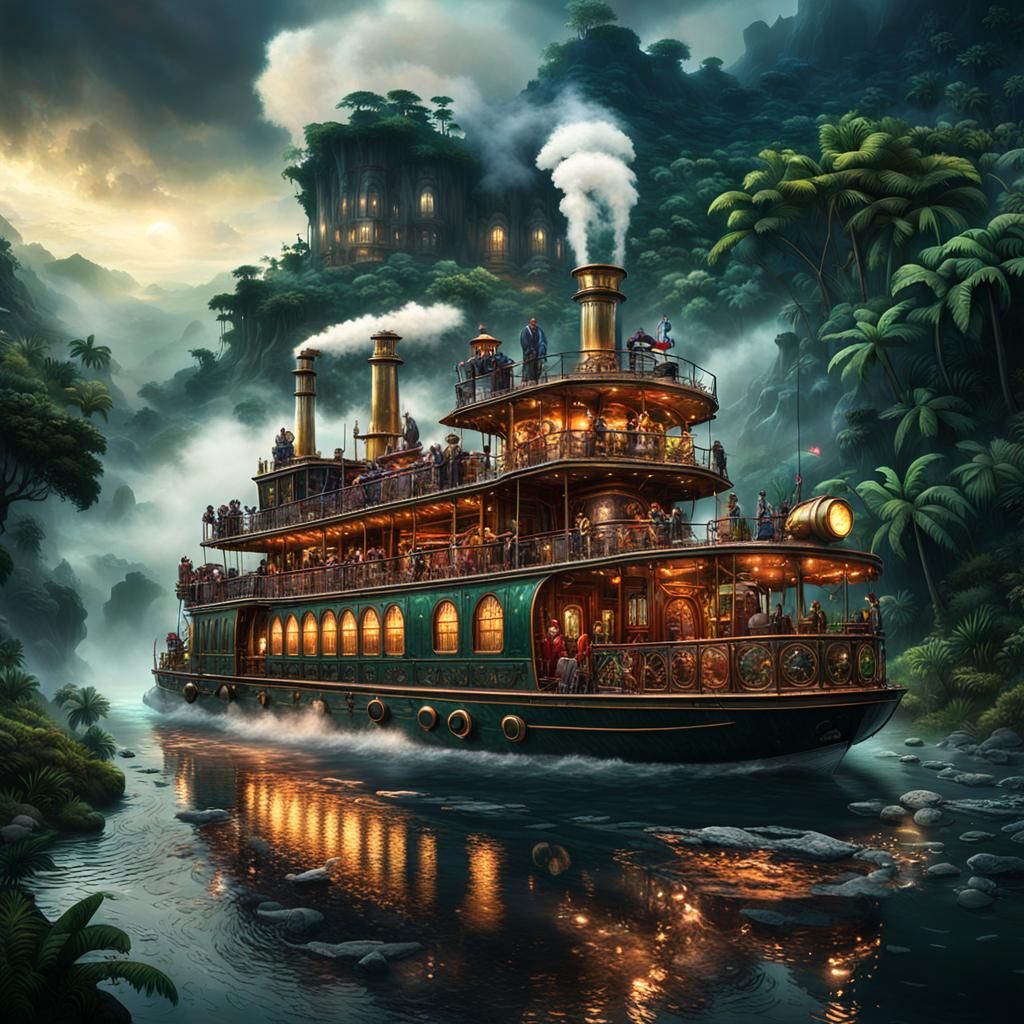 Steam powered River Boat in Africa