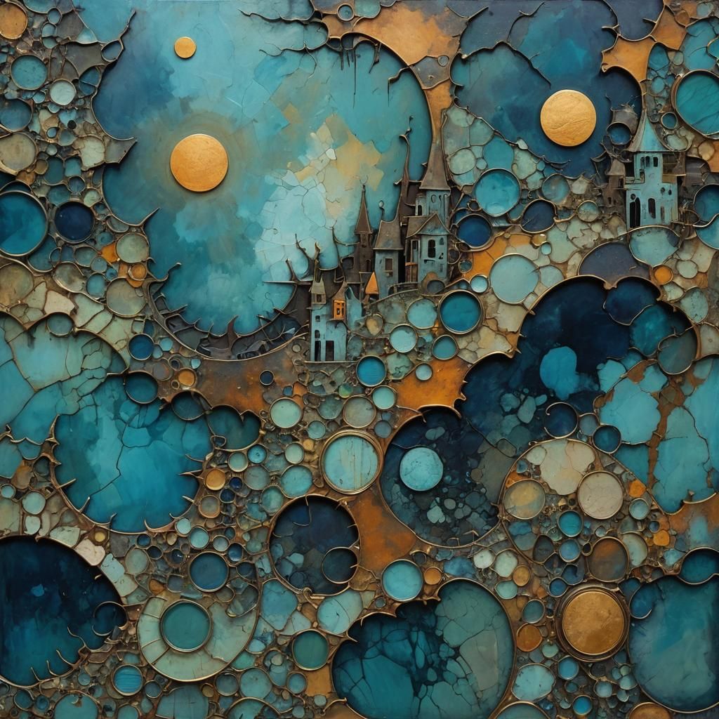 Abstract Seascape: Brutal Rocks Shielding Blue Bay