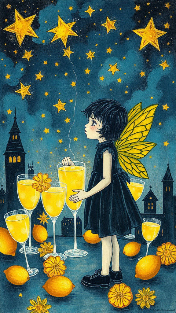 Cosmic Lemonade City: A Child's Crayon Dreamscape