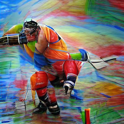 Colorful Hyperrealistic Hockey Player