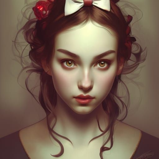 Alice in Wonderland Portrait in Art Nouveau Style