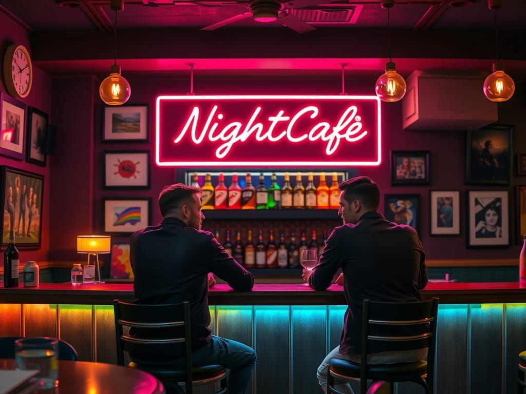 Friends in a Trendy Bar Discussing Life