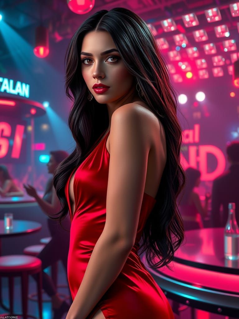 Hyperrealistic Italian Nightclub Beauty in 3D Anime Style