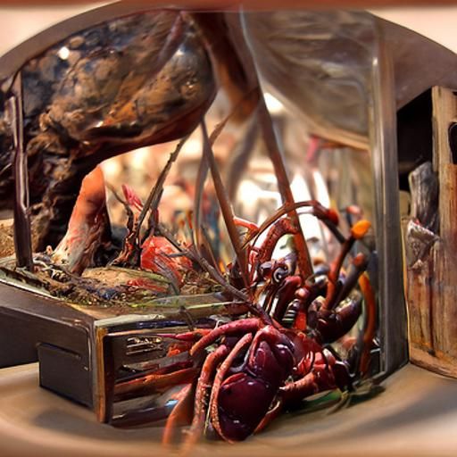 Biopunk Statue Diorama as Oil Painting