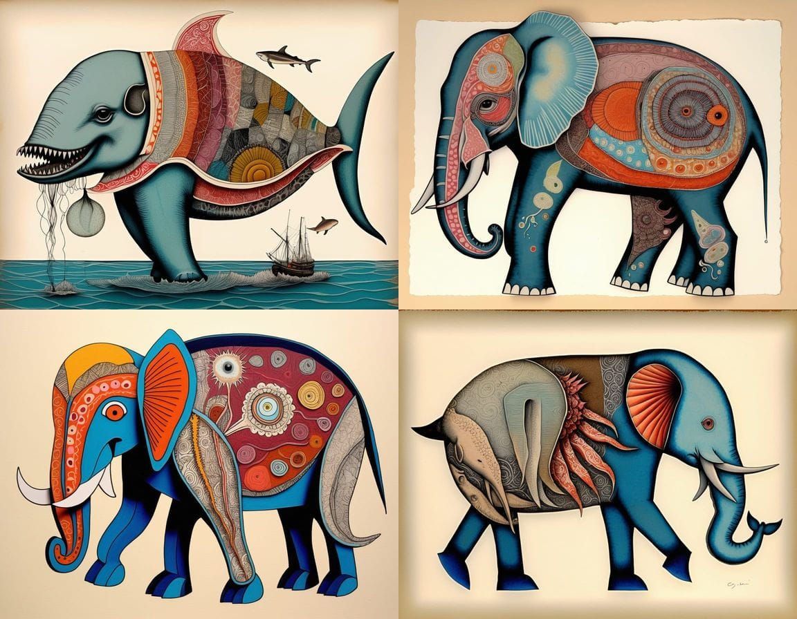 Bizarre Aquatic Mutant in Thai Ukiyo-e Style