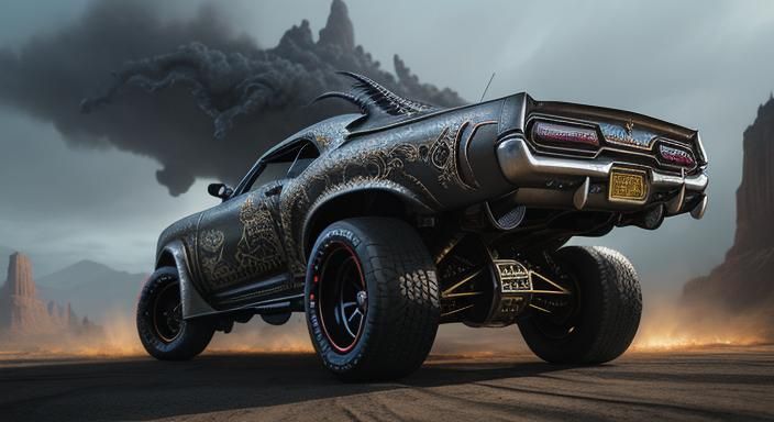 Metallic Dragon Hot Wheels Car: Digital Matte Painting