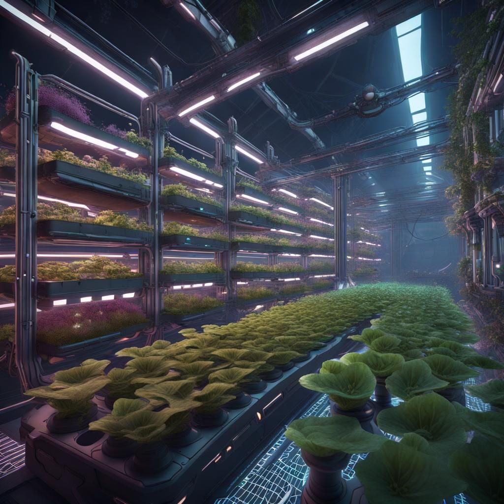 Detailed Orbital Hydroponics Array Concept Art