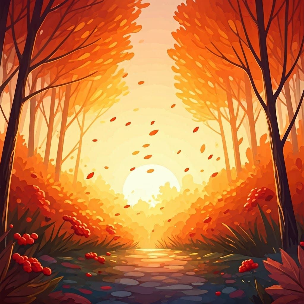 Autumn Sunrise in Whimsical Candyland Wonderland