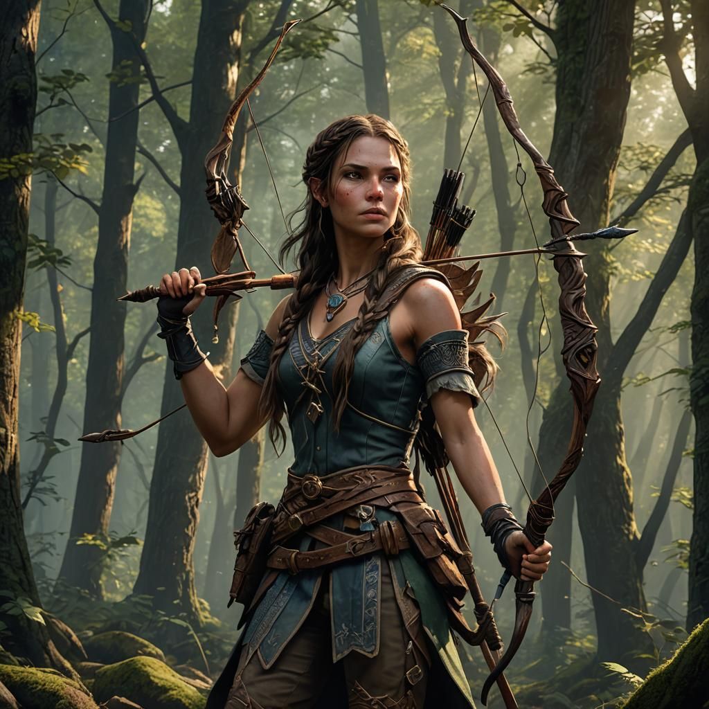 Elfish Huntress Portrait in a Dark Fantasy Style