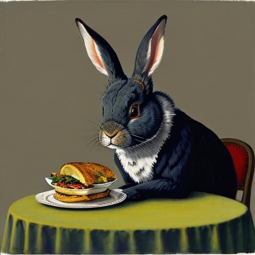 Elegant Rabbit Portrait Inspired by Classic Masters