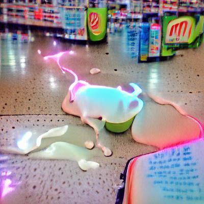 Spilled Milk Under Supermarket Neon Lights