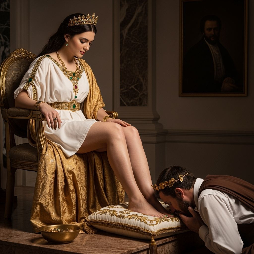 Greek Goddess on Throne in Rembrandt Lighting