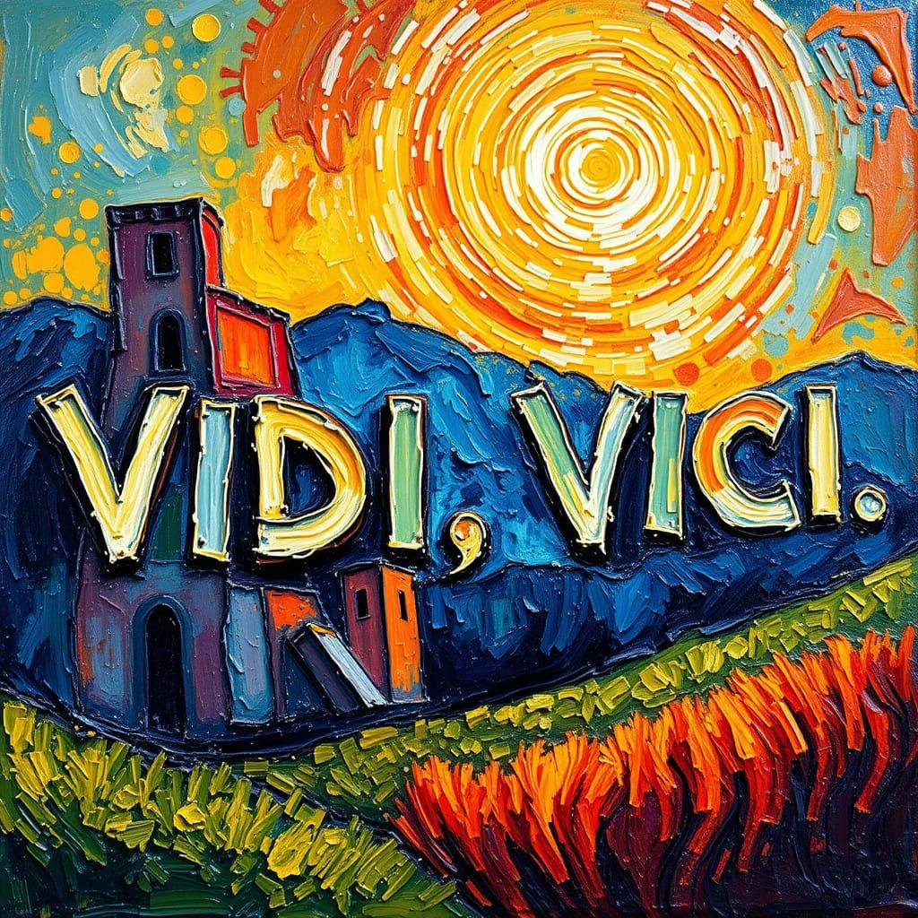 Veni Vidi Vici in Neo-Impressionist Oil Style