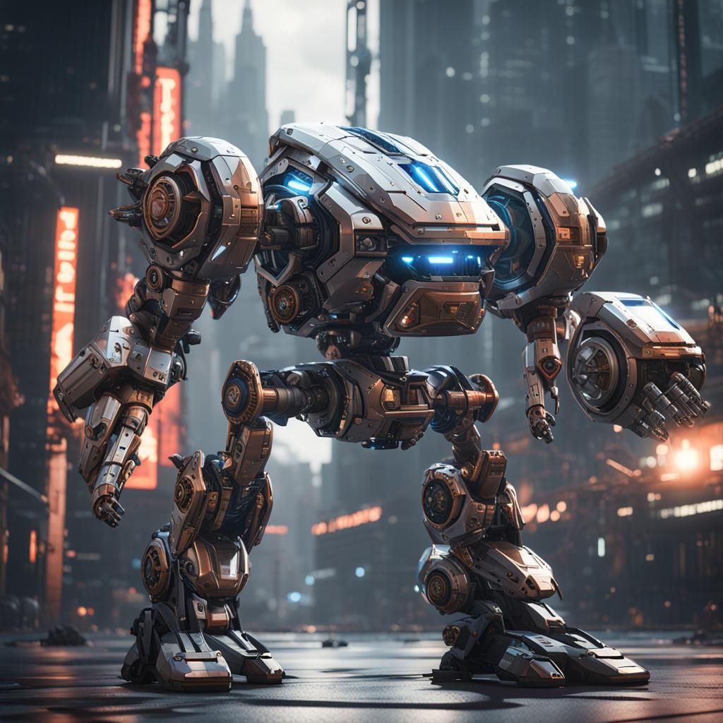 Futuristic Mech with Intricate Details in Sci-Fi Style