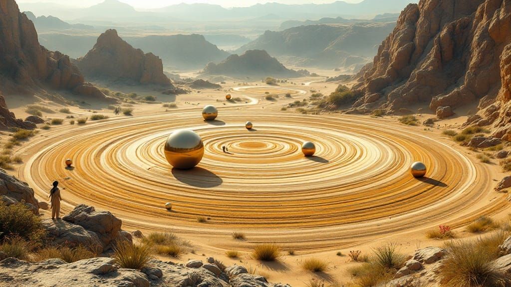 Vivid Spring Colors Zen Oasis in a Futuristic Landscape