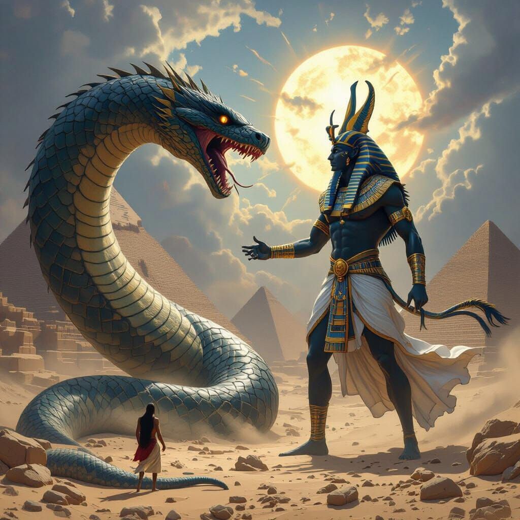 Apep Serpent vs Amun Ra in Ancient Egypt