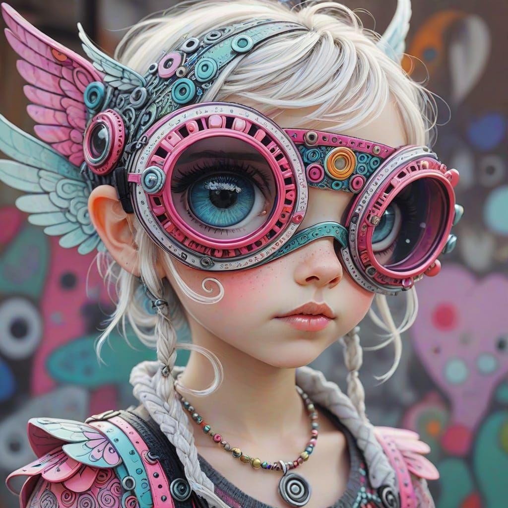 Adorable Punk Angel with Doodlepunk Goggles