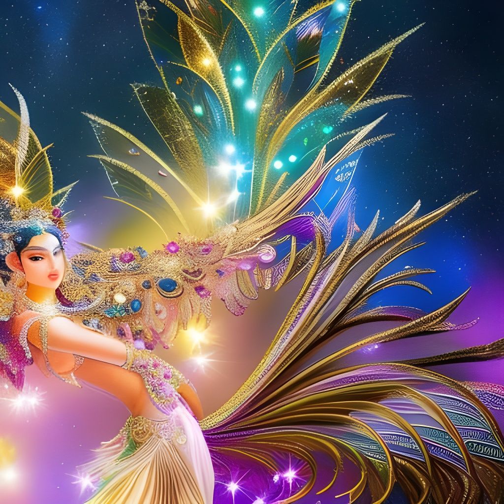 Gilded Moon Fairy in Rococo Storybook Illustration