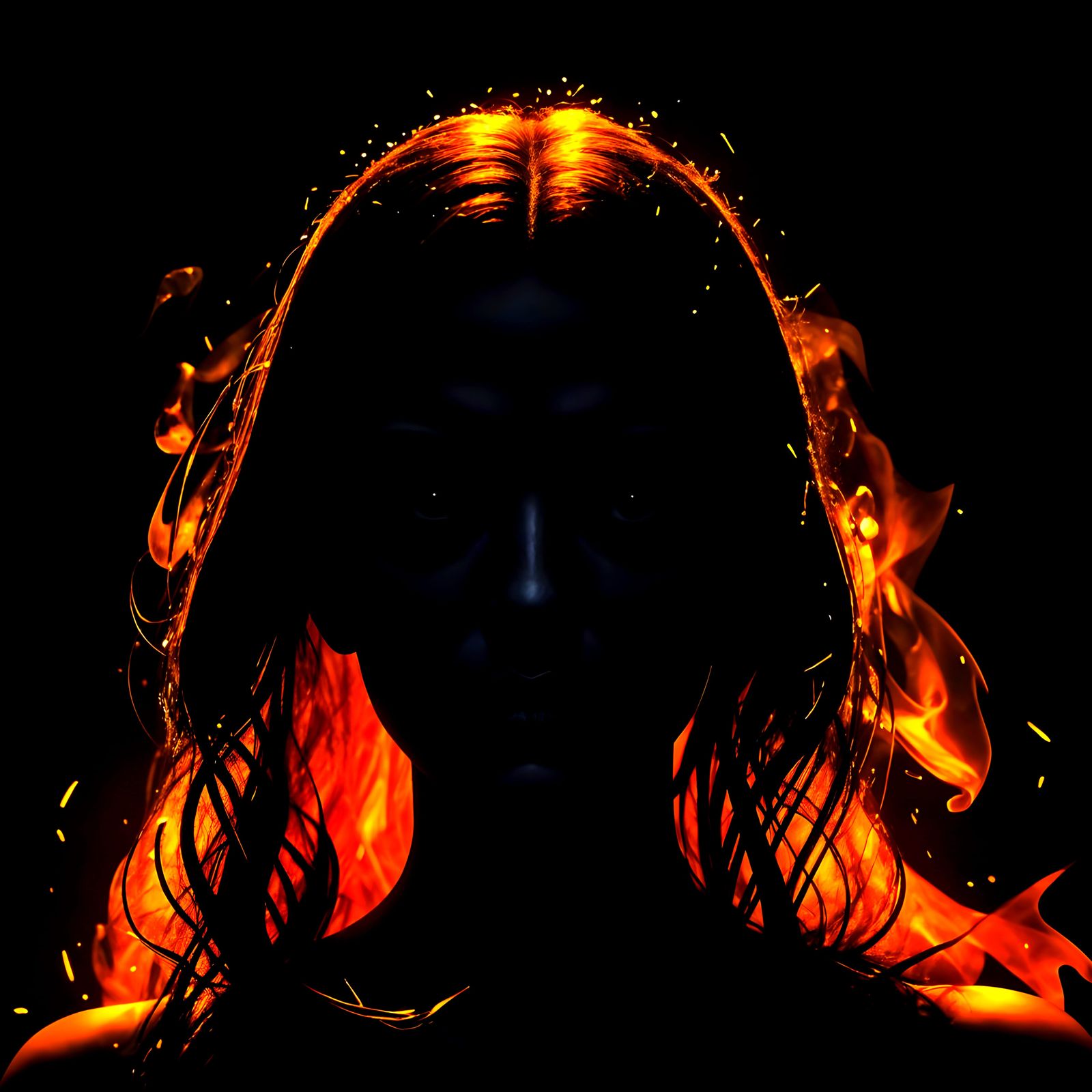 Firelight Portrait on Dark Beach