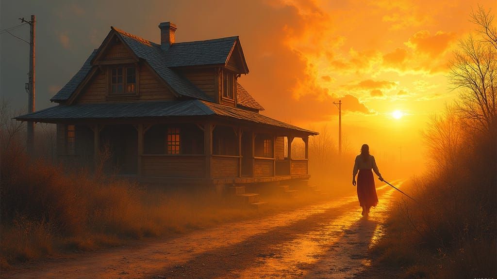 Mysterious Morning Scene in Warm Split-Complementary Colors