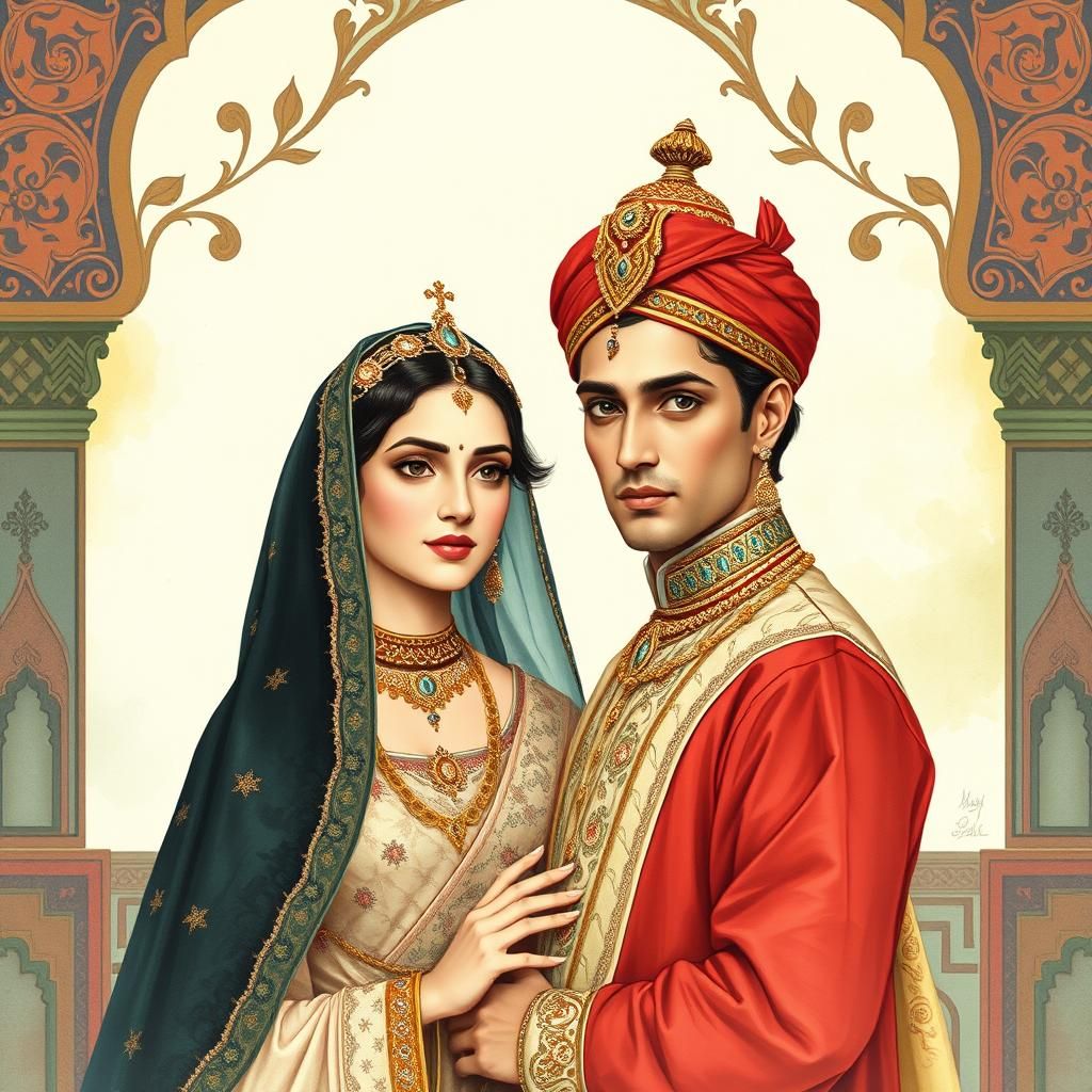 art inspired by Abdur Rahman Chughtai, Mughal-influenced Reg...