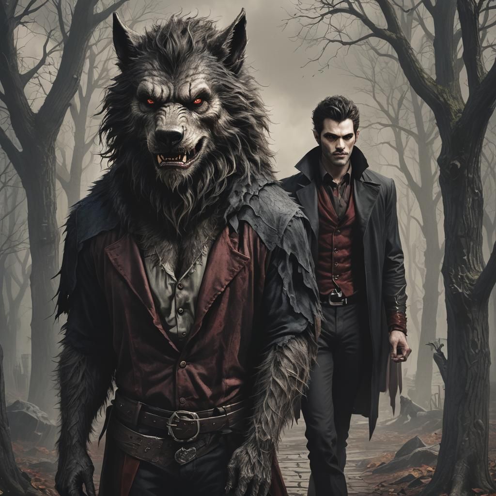 Werewolf and Vampire Standing Together