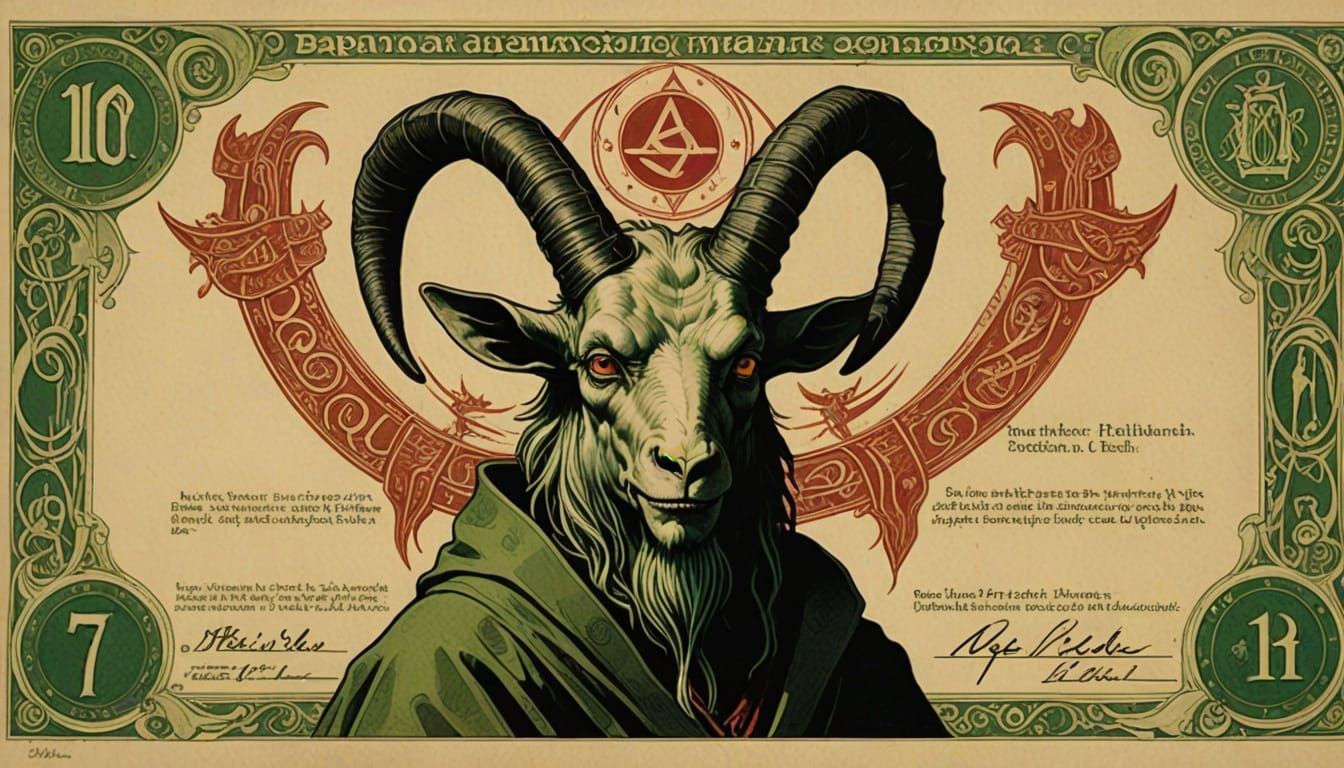 Baphomet Bank Note in Art Nouveau Style
