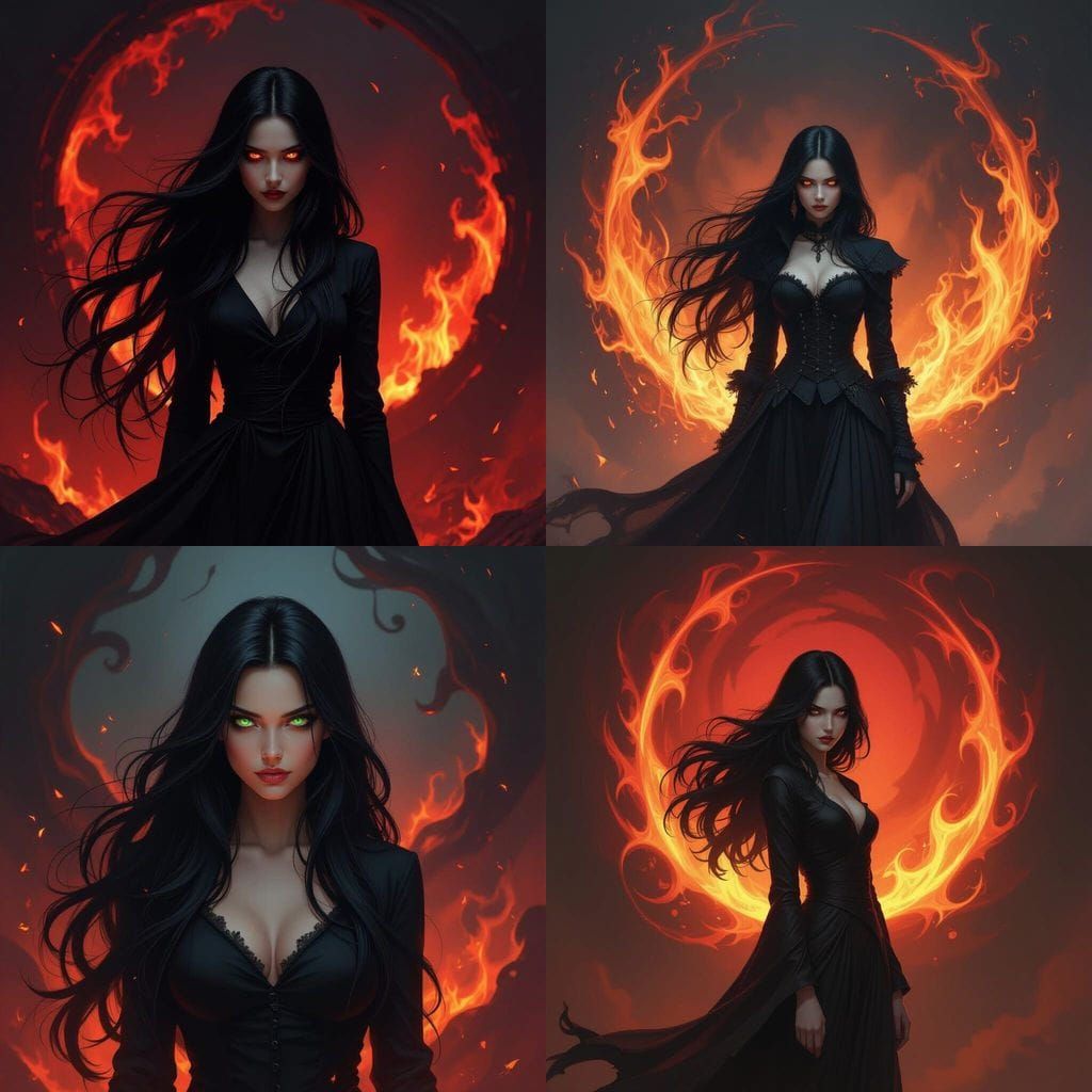 Mysterious Girl With Dark Fiery Aura