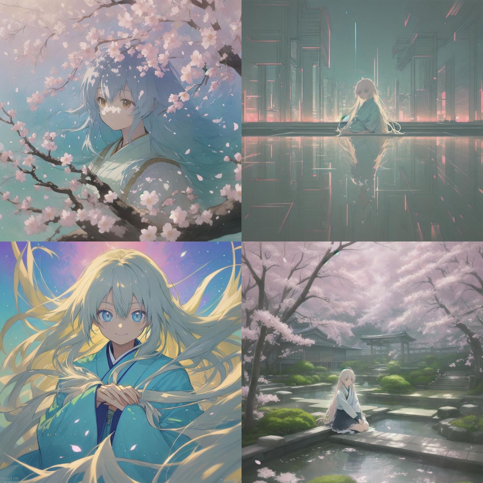 Anime Style Portrait of a Cute Platinum Blonde Girl