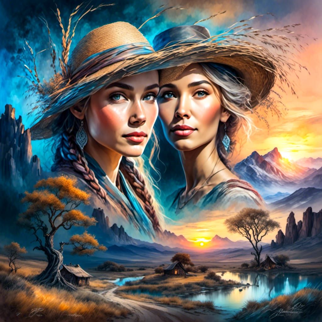 Amish Woman in Mystical Heath Landscape