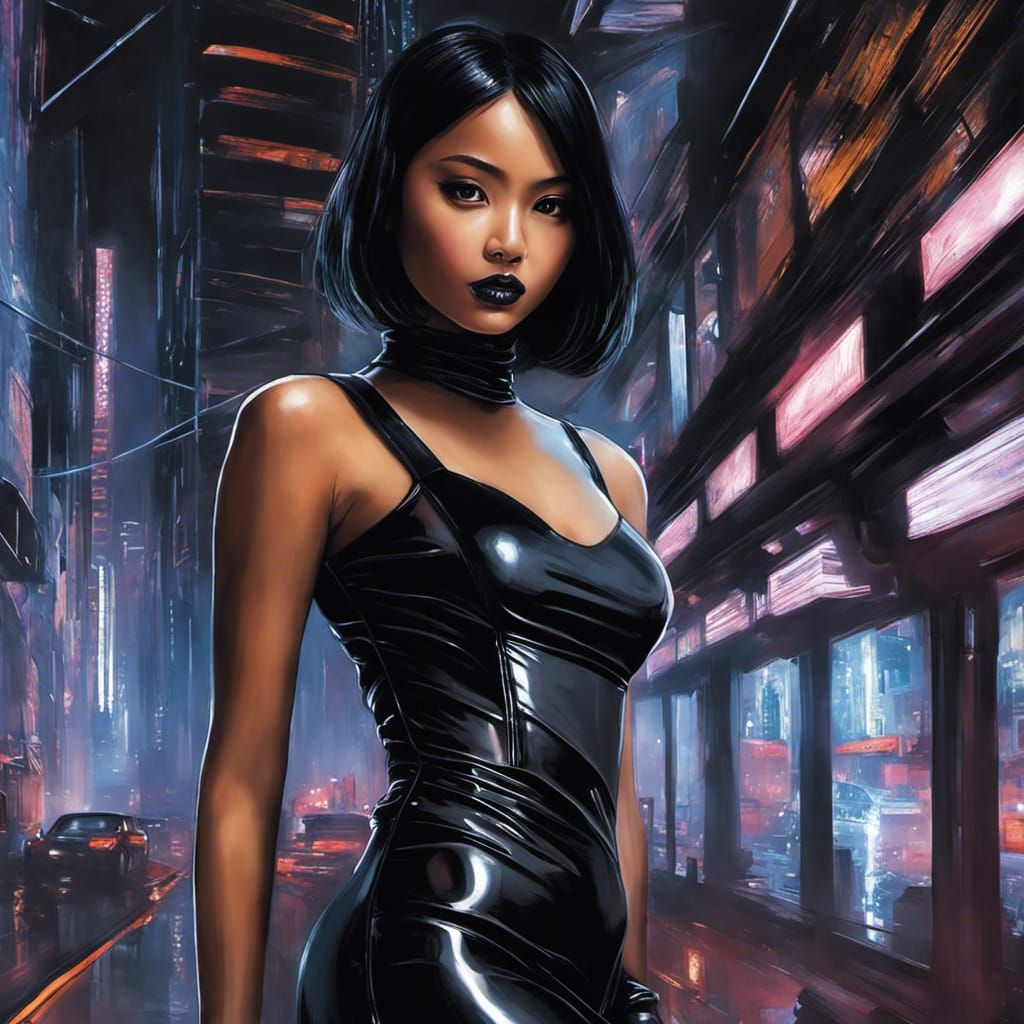 Young Indonesian Woman in Cyberpunk Goth Style