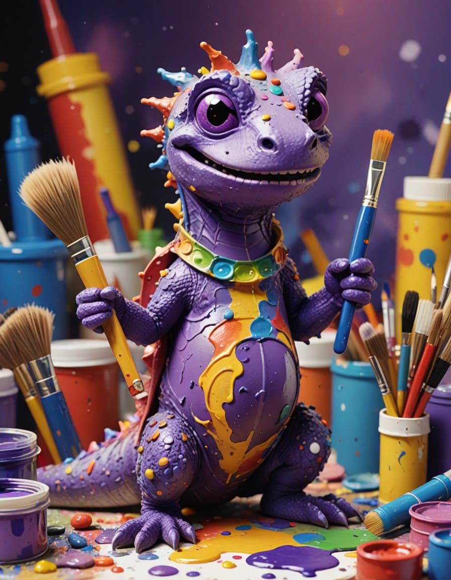 Fantasy Artist at Work in Vibrant Colors