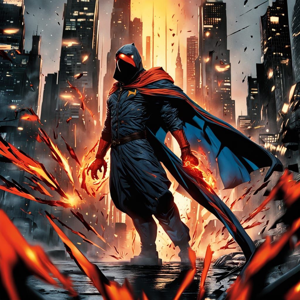 Heroic Cityscape Superhero Unleashed