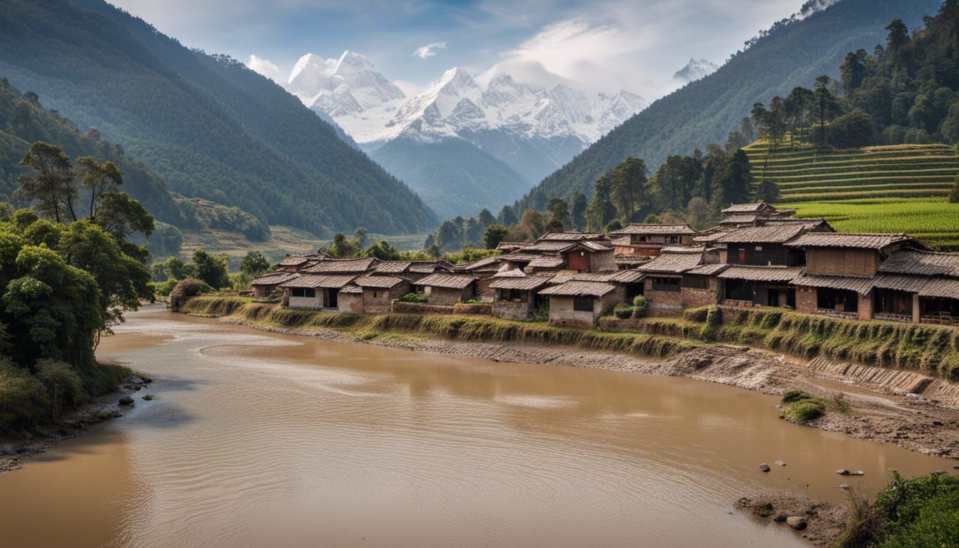 Nepalese Warrior Overlooking Mountain Landscape