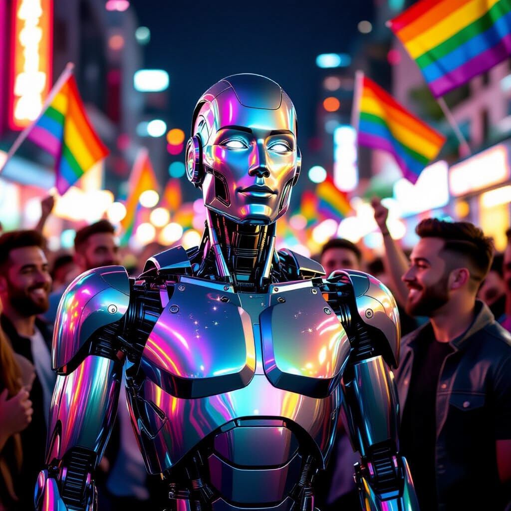 Robot Celebrates Pride with Rainbow Finish