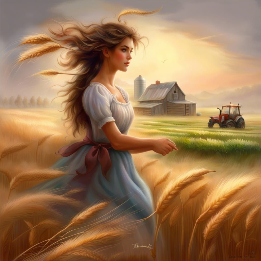 Ethereal Wheat Farm Fantasy in Hyperdetailed Style